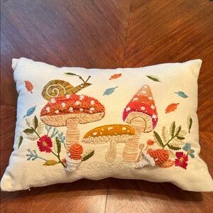 Embroidered Mushroom Decorative Pillow